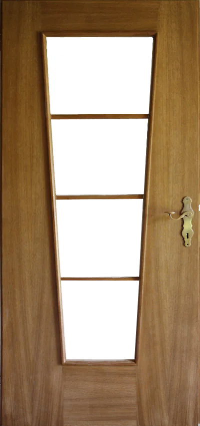 Holztür mit vier Glasfeldern